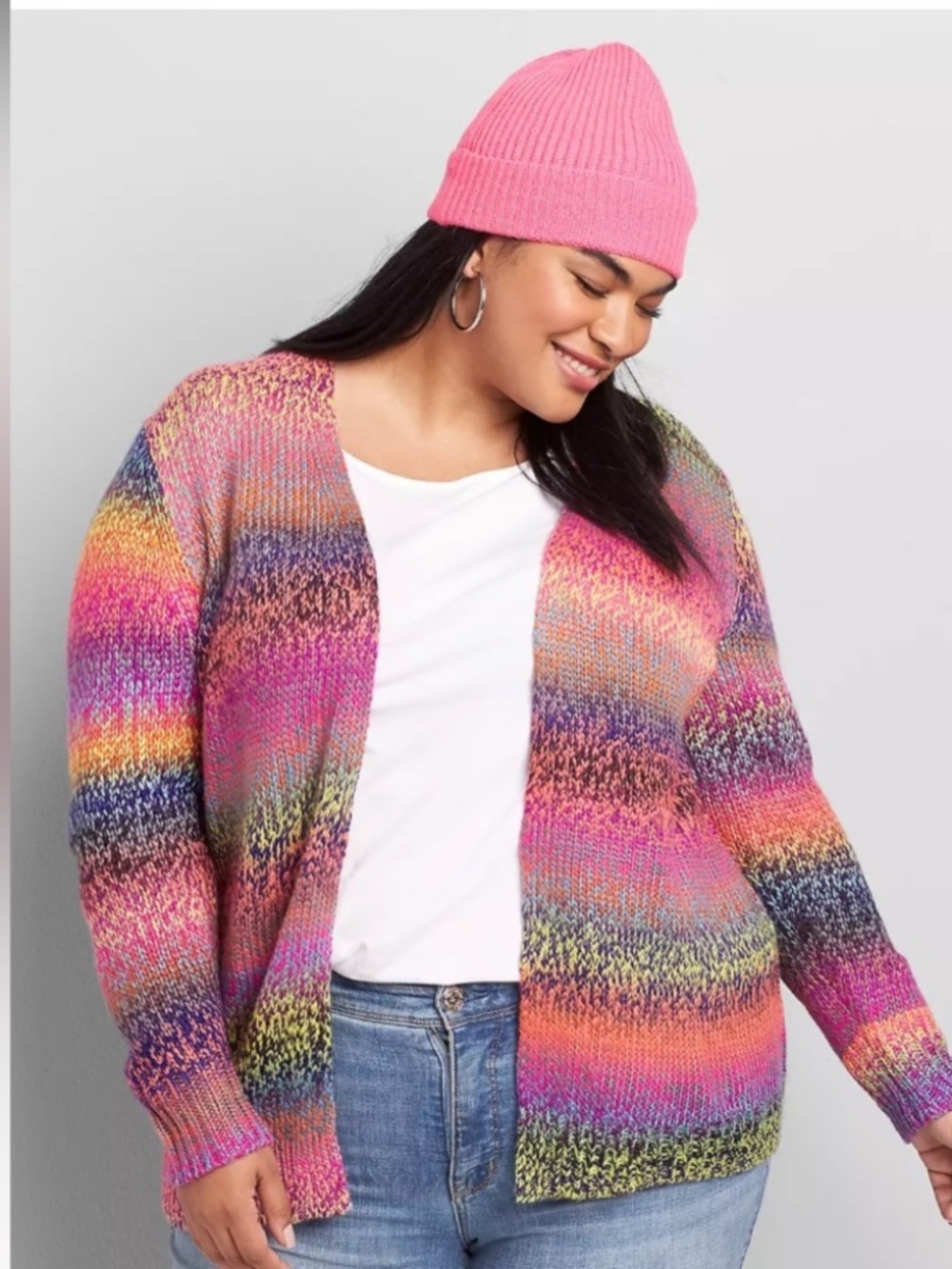 Lane Bryant Cardigan with rainbow ombre stripes 22/24